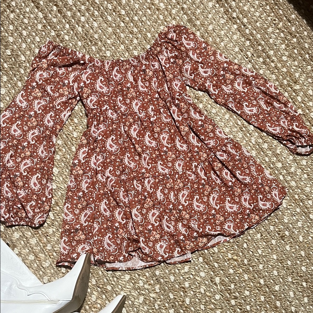 Boho Paisley Off-Shoulder Dress